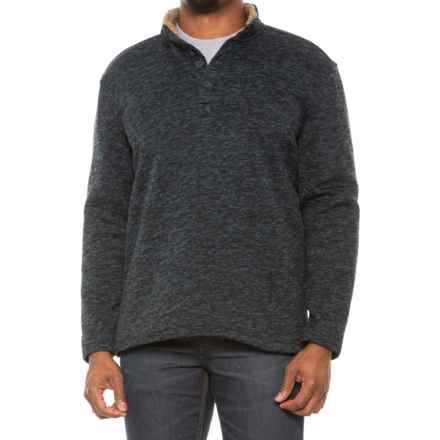 Weatherproof Vintage Button Mock Sweater Fleece Shirt - Sherpa Lined, Long Sleeve in Black Iris