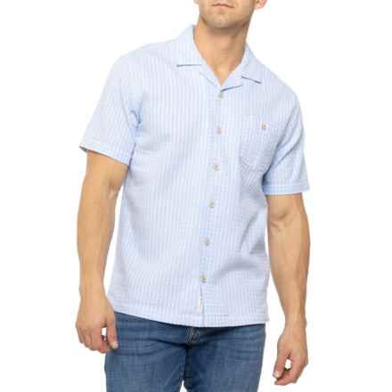 Weatherproof Vintage Dobby Texture Woven Button-Down Shirt - Short Sleeve in Fjord Blue