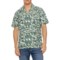 Weatherproof Vintage Floral Print Linen-Rayon Camp Shirt - Short Sleeve in Seapine