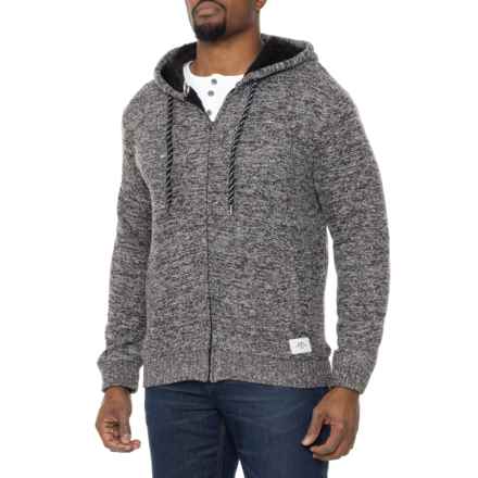 Weatherproof Vintage Full-Zip Hooded Sweater in Brown Tweed