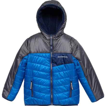 Weatherproof Vintage Little Boys Reversible Sherpa Jacket - Insulated in Nautical Blue