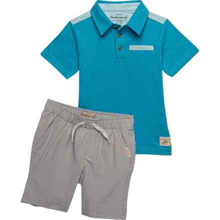 Weatherproof Vintage Little Boys Tech Polo Shirt and Shorts Set - Short Sleeve in Blue - Closeouts