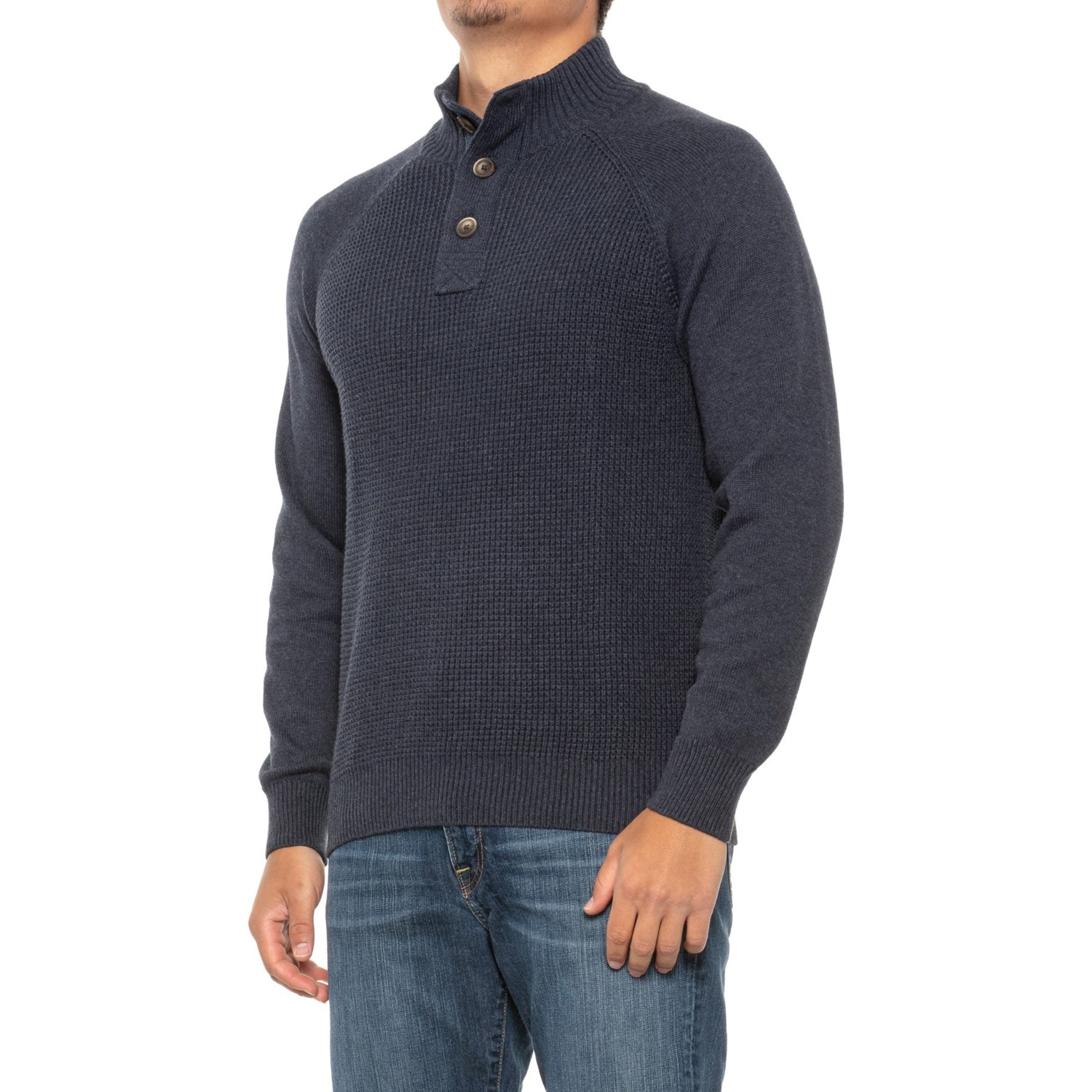 Weatherproof Vintage Melange Button Mock Neck Sweater (For Men) - Save 37%