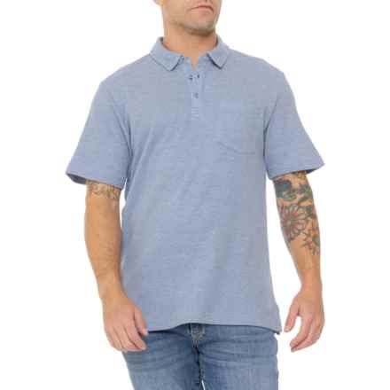 Weatherproof Vintage Microstripe Waffle Polo Shirt - Short Sleeve in Delft, Sugar - Closeouts