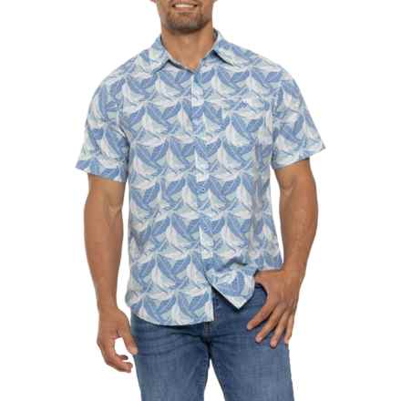 Weatherproof Vintage Printed Recycled Shirt - Short Sleeve in Navy