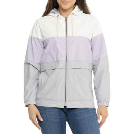Weatherproof Vintage Rain Slicker Hooded Jacket in Colorblock