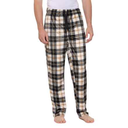 Weatherproof Vintage Silky Fleece Plaid Lounge Pants in Black/Beige