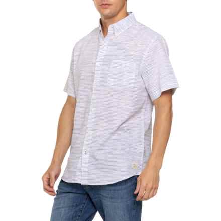 Weatherproof Vintage Space Dye Shirt - Linen, Short Sleeve in Bleached Denim
