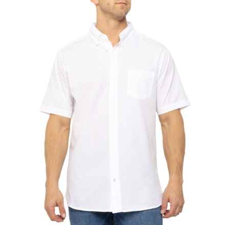 Weatherproof Vintage Stretch Seersucker Woven Button-Down Shirt - Short Sleeve in White