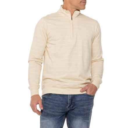 Weatherproof Vintage Striped Zip-Neck Shirt - Long Sleeve in Bleached Sand