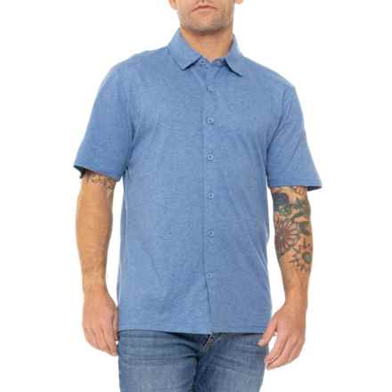 Weatherproof Vintage Sueded Coatfront Button-Down Shirt - Short Sleeve in Fjord Blue - Closeouts