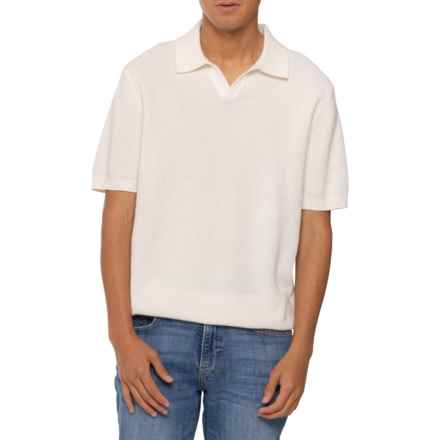 Weatherproof Vintage Textured Johnny Collar Polo Sweater - Short Sleeve in Sugar