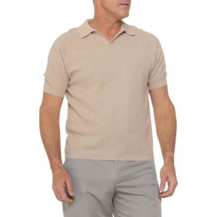 Weatherproof Vintage Textured Johnny Collar Sweater-Knit Shirt - Short Sleeve in Oat Twist