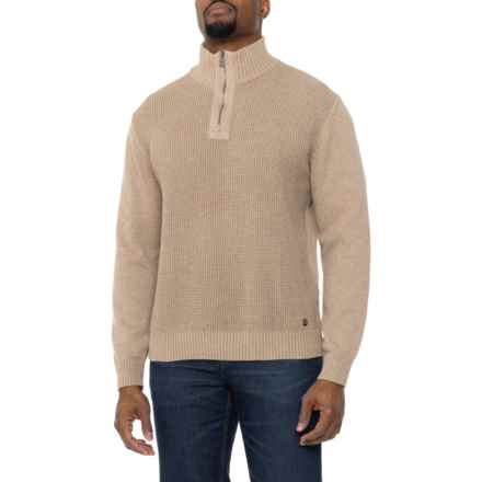 Weatherproof Vintage Zip Mock Neck Multi-Knit Sweater in Sand Heather