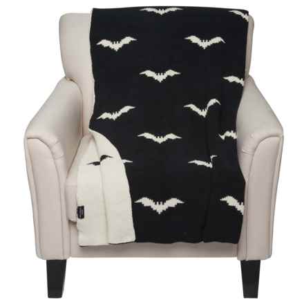 Well Dressed Home Bats Knit Throw Blanket - 50x60” in Black/White
