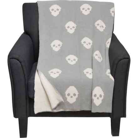 Well Dressed Home Skulls Knit Throw Blanket - 50x60” in Grey/White