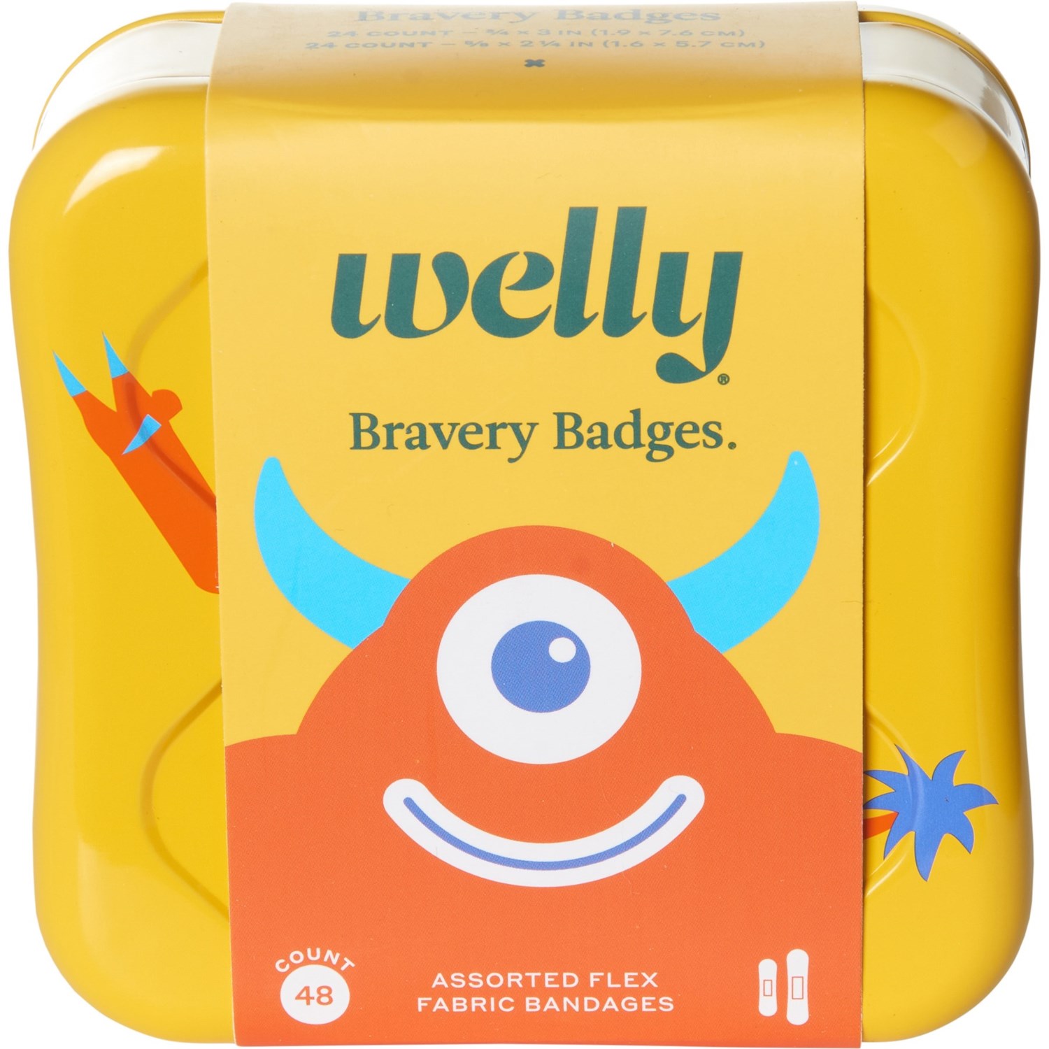 Welly Boys and Girls Assorted Monster Bravery Badges Flex Fabric Bandages - 48-Count