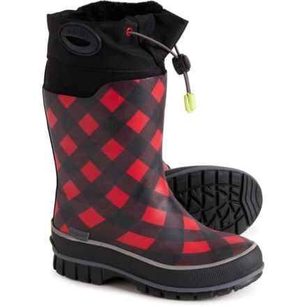 Western Chief Boys Buffalo Print Neoprene Rain Boots - Waterproof in Black/Red