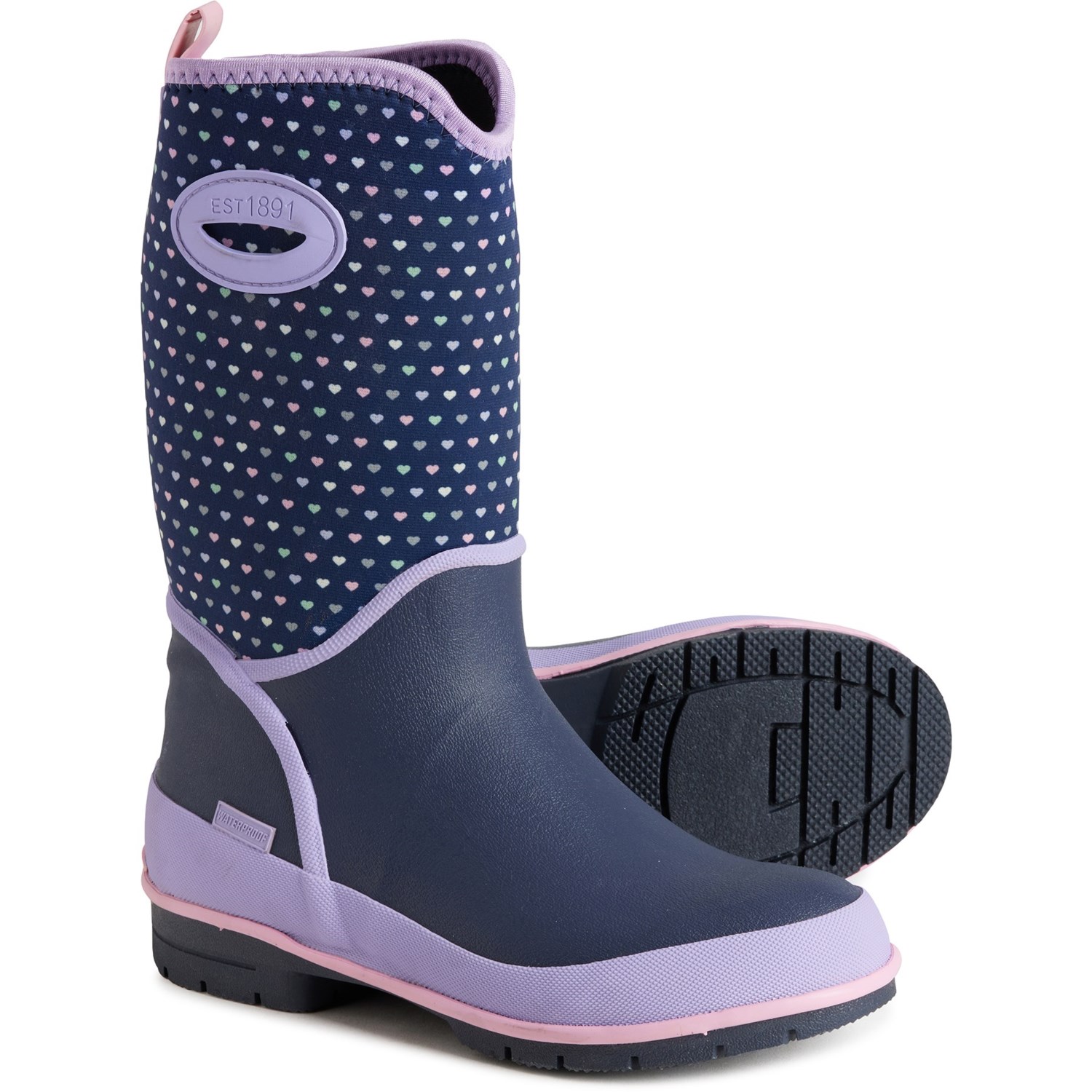 Western Chief Little Girls Sweet Hearts Insulated Neoprene Rain Boot Navy Size 6b