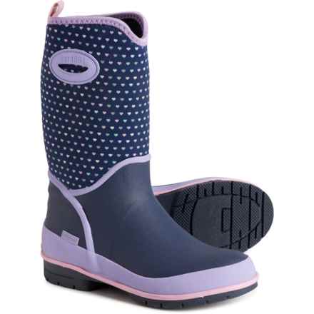 Western Chief Girls Sweet Hearts Neoprene Rain Boots - Waterproof, Insulated in Navy