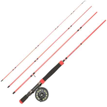 Wetfly Nano Strike Fly Rod and Reel Combo Starter Kit - 4wt, 8’, 4-Piece (For Boys and Girls) in Multi