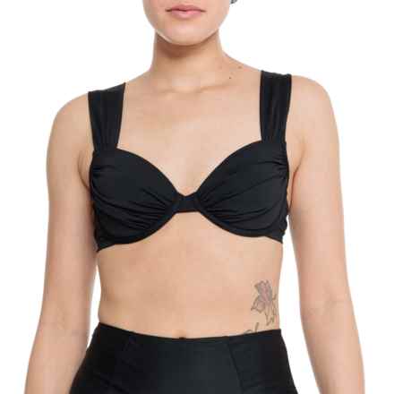 WeWoreWhat Claudia Ruched Bikini Top - Underwire in Black