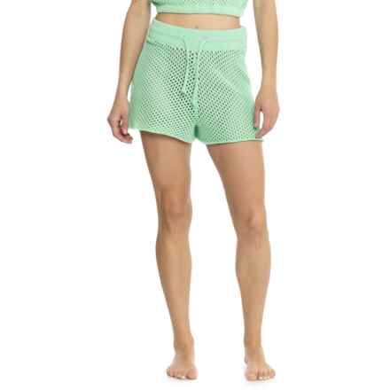 WeWoreWhat Crochet Drawstring Shorts in Mint Green