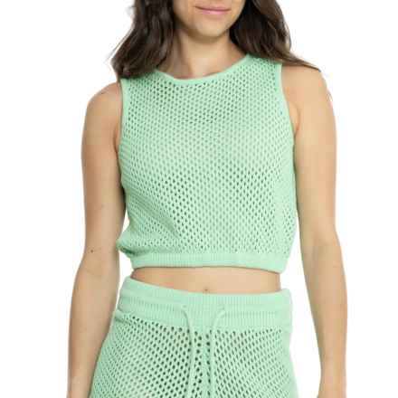 WeWoreWhat Crochet Ruched Crop Tank Top in Mint Green