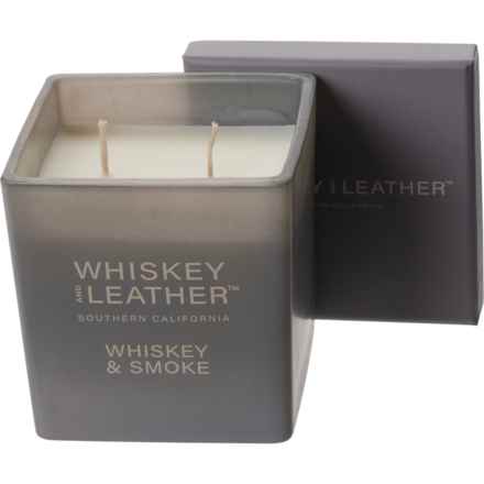 Whiskey and Leather 16 oz. Square Whiskey and Smoke Candle - 2-Wick in Whiskey/Smoke