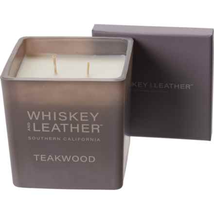 Whiskey and Leather 29 oz. Square Teakwood Candle in Teakwood