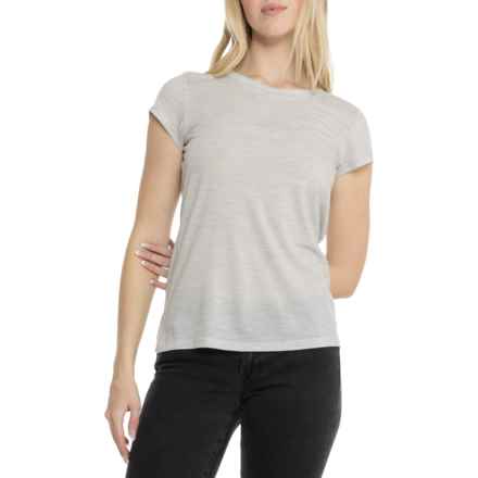 Wicked Wool Crew Neck Base Layer Top - Merino Wool, Short Sleeve in Light Heather Grey