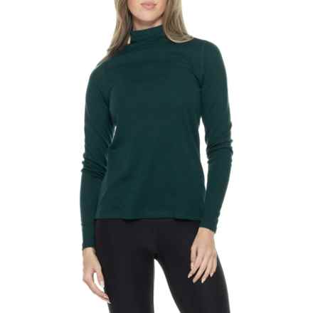 Wicked Wool Mock Neck Base Layer Top - Merino Wool, Long Sleeve in Dark Sea