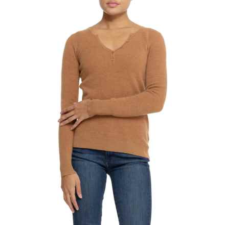 Wicked Wool Waffle Stitch Henley Sweater - Merino Wool in Maple Valley