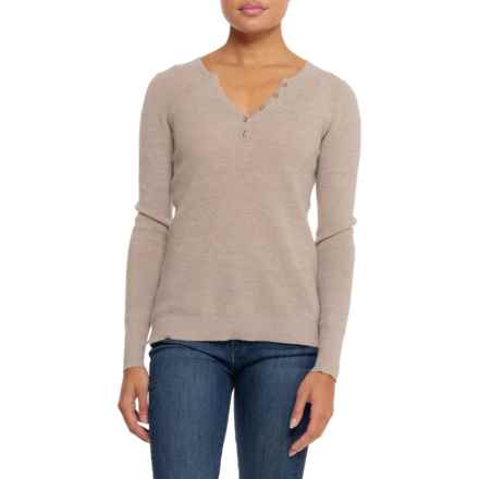 Wicked Wool Waffle Stitch Henley Sweater - Merino Wool in Oyster