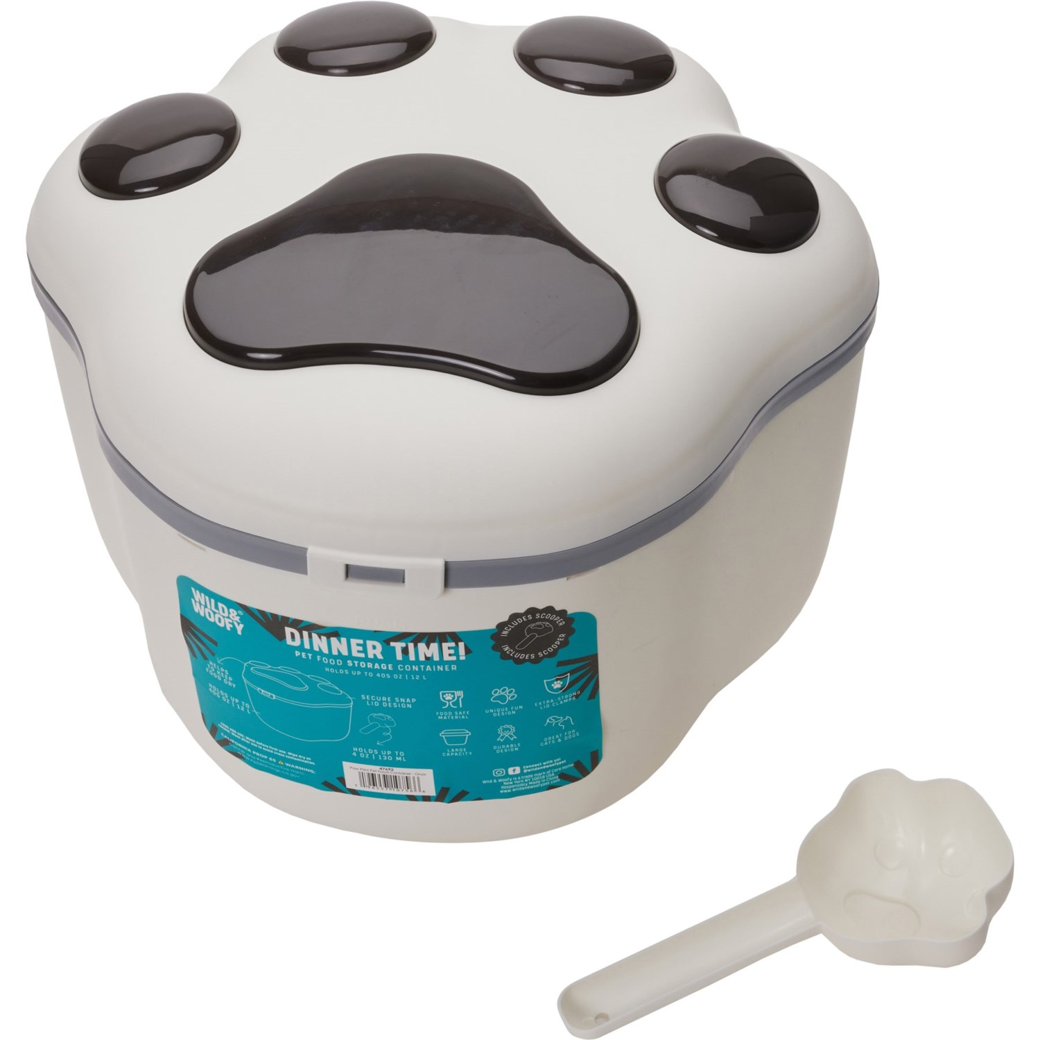 Wild & Woofy Paw Print Pet Food Container 14x13x10” Save 32