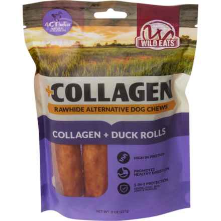Wild Eats Collagen and Duck Rawhide Alternative Dog Chews - 4-Count, 5” in Multi