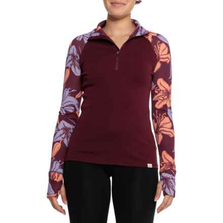 WILD RYE Hailey Base Layer Top - Merino Wool, Zip Neck, Long Sleeve in Lily Plum