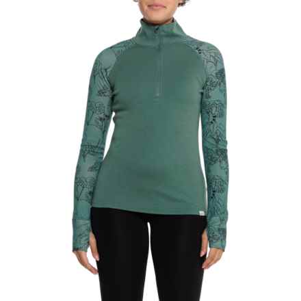 WILD RYE Hailey Base Layer Top - Merino Wool, Zip Neck, Long Sleeve in Queen Of The Jungle