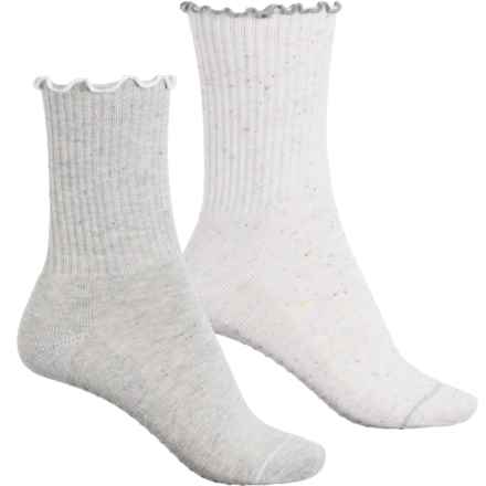 Wildfox Mae Speckle Ruffle Grip Socks - 2-Pack, Crew (For Women) in Sugar Swizzle/Micro Chip