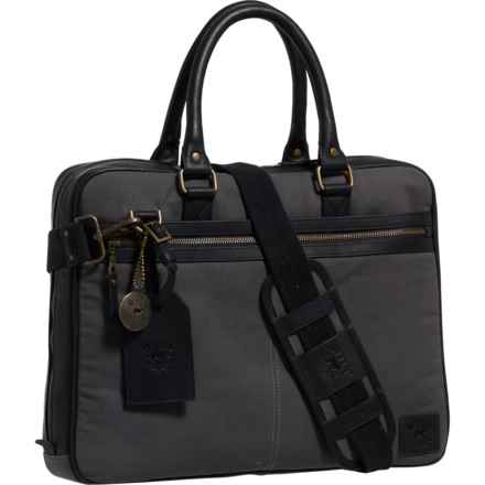 Will Leather Goods Commuter Collection Slim Briefcase in Charcoal/Black