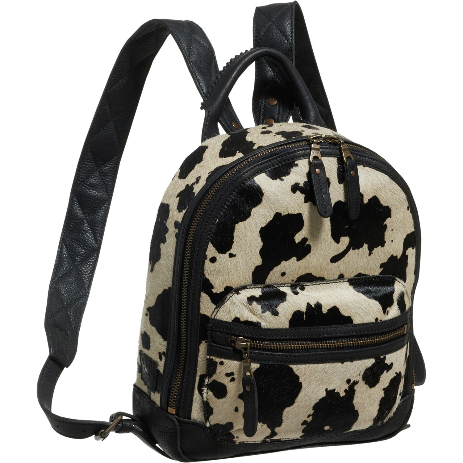 (取寄) ミニ ジャーニー ヘア-オン バックパック - ホワイト-ブラック Will Leather Goods Mini Journey Hair-On Backpack - White-Black  White/Black Will Leather Goods Mini Journey Hair-On Backpack - White-Black