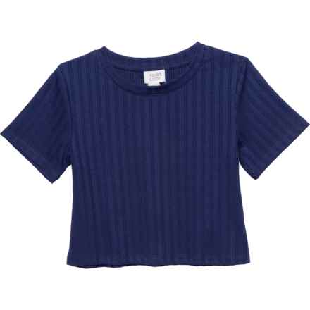 Willow Blossom Big Girls Boxy Textured T-Shirt - Short Sleeve in Ocean Cavern