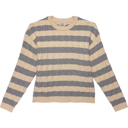 Willow Blossom Big Girls Cable-Knit Striped Sweater in Ivory/Grey