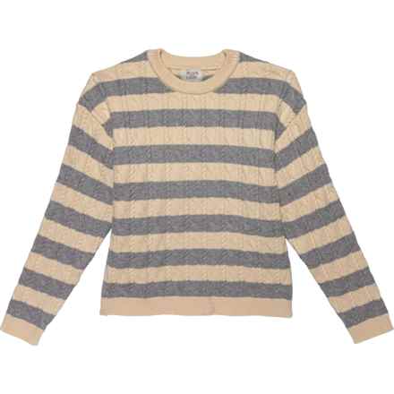 Willow Blossom Big Girls Cable-Knit Striped Sweater in Ivory/Grey