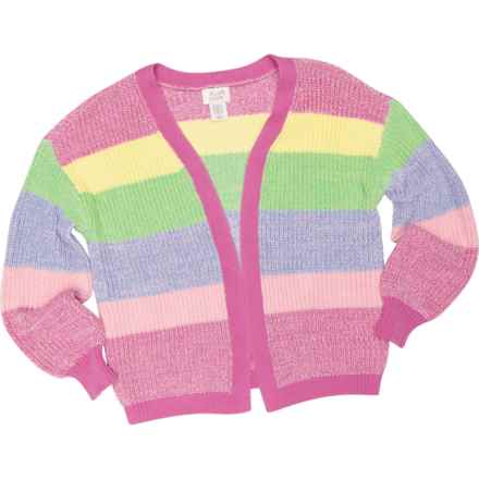 Willow Blossom Big Girls Color-Block Stripe Cardigan Sweater in Pink/Yellow/Green/Blue