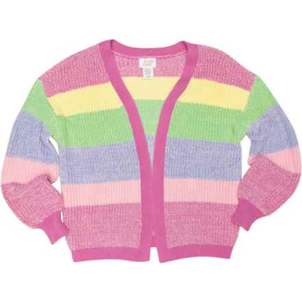 Willow Blossom Big Girls Color-Block Stripe Cardigan Sweater in Pink/Yellow/Green/Blue