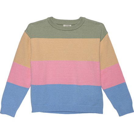 Willow Blossom Big Girls Color-Block Sweater in Green/Tan/Pink/Lt Blue