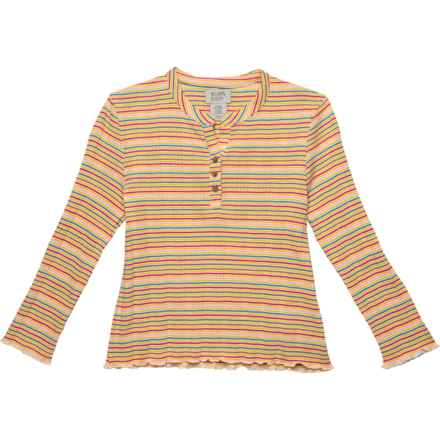 Willow Blossom Big Girls Henley T-Shirt - Long Sleeve in Yellow Multi