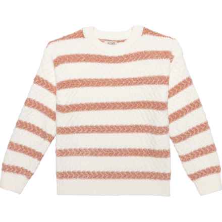 Willow Blossom Big Girls Striped Sweater in Blush/Ivory