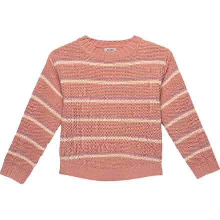 Willow Blossom Big Girls Striped Sweater in Peach Multi